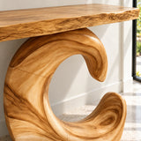 Sculptural Live Edge Console Table in Natural Solid Wood - Spiral Base - Arboriswood - 4