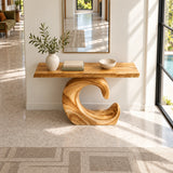 Sculptural Live Edge Console Table in Natural Solid Wood - Spiral Base - Arboriswood - 5