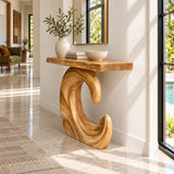 Sculptural Live Edge Console Table in Natural Solid Wood - Spiral Base - Arboriswood - 6