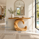 Sculptural Live Edge Console Table in Natural Solid Wood - Spiral Base - Arboriswood - 7