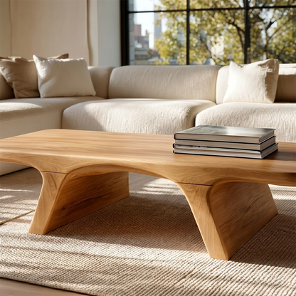 Sculptural Low Coffee Table in Natural Wood – Modern Center Table for Living Spaces - ArborisWood - 4