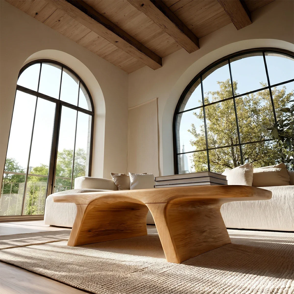Sculptural Low Coffee Table in Natural Wood – Modern Center Table for Living Spaces - ArborisWood - 5