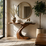 Sculptural Natural Solid Wood Console Table with Curved Base – Wabi Sabi - Arboriswood - 2