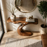 Sculptural Natural Solid Wood Console Table with Curved Base – Wabi Sabi - Arboriswood - 4