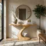 Sculptural Natural Solid Wood Console Table with Curved Base – Wabi Sabi - Arboriswood - 9
