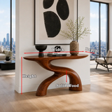 Sculptural Natural Solid Wood Console Table With Flowing Curved Base Design - Arboriswood - 10