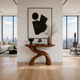 Sculptural Natural Solid Wood Console Table With Flowing Curved Base Design - Arboriswood - 11