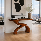 Sculptural Natural Solid Wood Console Table With Flowing Curved Base Design - Arboriswood - 4