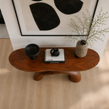Sculptural Natural Solid Wood Console Table With Flowing Curved Base Design - Arboriswood - 6