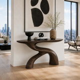 Sculptural Natural Solid Wood Console Table With Flowing Curved Base Design - Arboriswood - 7