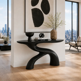 Sculptural Natural Solid Wood Console Table With Flowing Curved Base Design - Arboriswood - 9