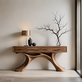 Sculptural Natural Wood Console Table with Drawers for Modern Entryways - Arboriswood - 13