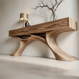 Sculptural Natural Wood Console Table with Drawers for Modern Entryways - Arboriswood - 4