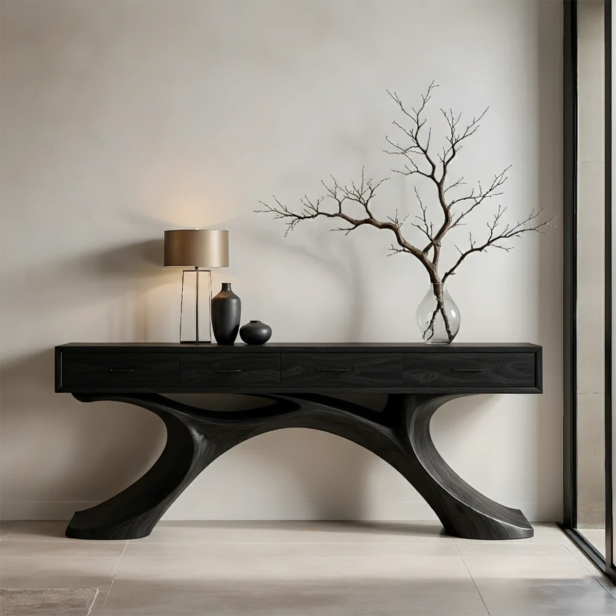 Sculptural Natural Wood Console Table with Drawers for Modern Entryways - ArborisWood - 8