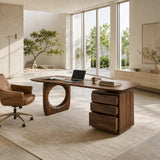 Home office desk with circular open leg detail and spacious worktop for everyday use