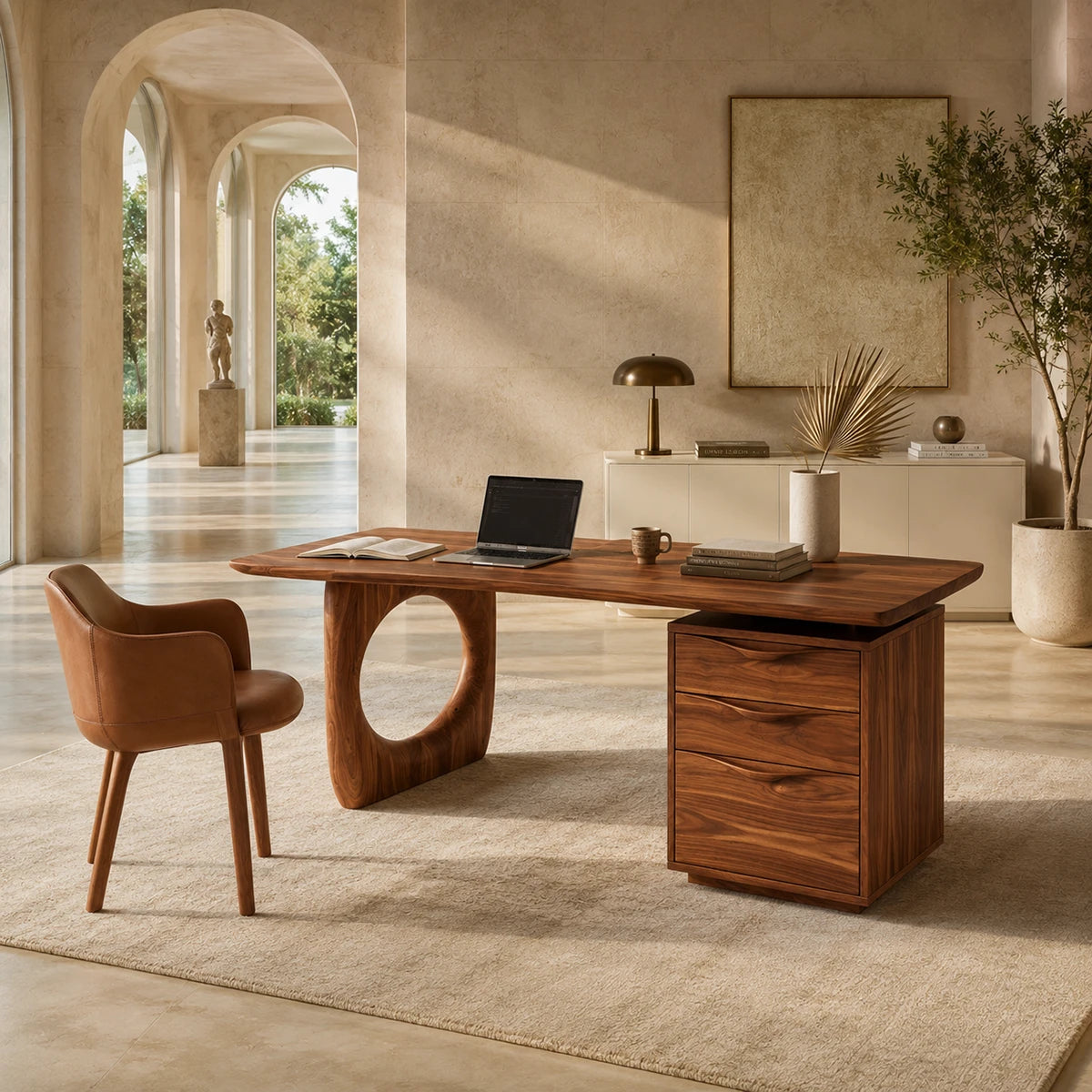 Drawer pedestal storage gives this workstation desk a clean and organized office layout