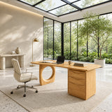 With an artistic open support, this desk brings visual interest to a bright workspace