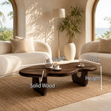 Elegant lounge coffee table with low height and dark wood tone finish for gatherings
