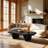 Artisan coffee table showcases visible grain and handcrafted character in modern decor