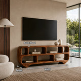 Sculptural Solid Wood TV Stand with Rounded Open Shelf Storage Console - Arboriswood - 10