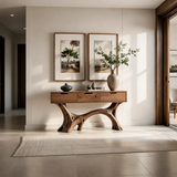 Sculptural Storage Console Table in Natural Solid Wood with Branch Base - Arboriswood - 12