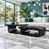 Sculptural Two-Tier Coffee Table with Flowing Curves and Open Wood Base - Arboriswood - 10