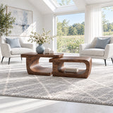Sculptural Two-Tier Coffee Table with Flowing Curves and Open Wood Base - Arboriswood - 12