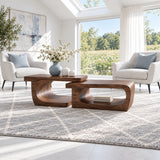 Sculptural Two-Tier Coffee Table with Flowing Curves and Open Wood Base - Arboriswood - 13