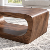 Sculptural Two-Tier Coffee Table with Flowing Curves and Open Wood Base - Arboriswood - 4