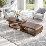 Sculptural Two-Tier Coffee Table with Flowing Curves and Open Wood Base - Arboriswood - 5