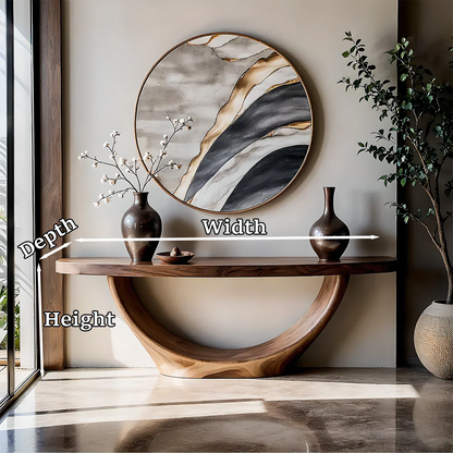Handcrafted walnut console table with loop base