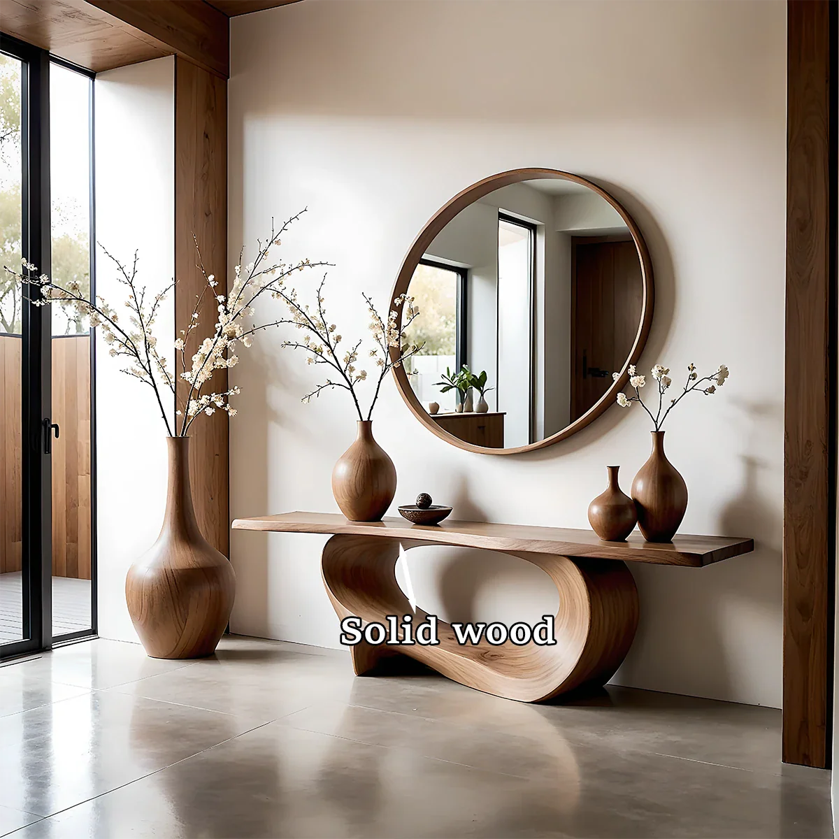Handcrafted walnut console table with sculptural twist