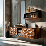 Sculptural Wave Floating Bathroom Vanity Natural Solid Wood - Arboriswood - 12