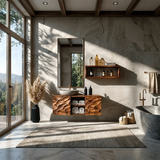 Sculptural Wave Floating Bathroom Vanity Natural Solid Wood - Arboriswood - 14
