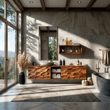 Sculptural Wave Floating Bathroom Vanity Natural Solid Wood - Arboriswood - 16