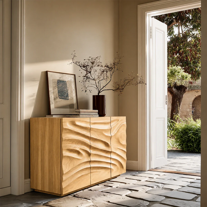Organic modern sideboard with dimensional wave detailing and sophisticated styling