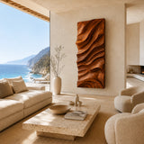 Abstract wall art with layered wave forms brings depth and movement to refined interiors