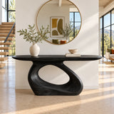 Sculptural Wood Console Table with a Flowing Carved Pedestal Base - Arboriswood - 10