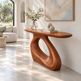 Sculptural Wood Console Table with a Flowing Carved Pedestal Base - Arboriswood - 6