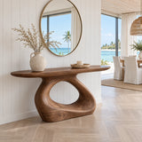 Sculptural Wood Console Table with a Flowing Carved Pedestal Base - Arboriswood - 8