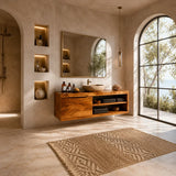 Single Door Bathroom Vanity Cabinet in Natural Solid Wood With Open Shelves - Arboriswood - 2