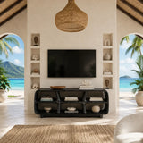 Six Compartment Solid Wood TV Stand with Tiered Open Shelving for Living Rooms - Arboriswood - 8