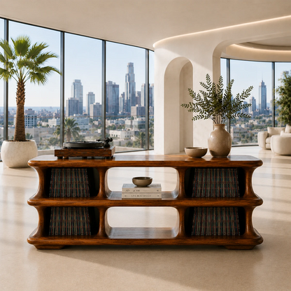 Skyline Natural Solid Wood Record Player Stand With Open Vinyl Storage - ArborisWood - 11