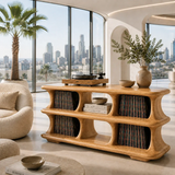Skyline Natural Solid Wood Record Player Stand With Open Vinyl Storage - Arboriswood - 7