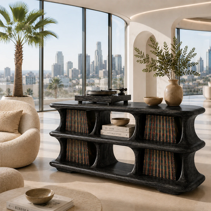 Skyline Natural Solid Wood Record Player Stand With Open Vinyl Storage - ArborisWood - 8