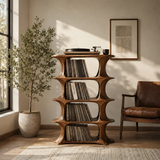 Slender Natural Solid Wood Audio Storage Cabinet for Vinyl Record Collections - Arboriswood - 10