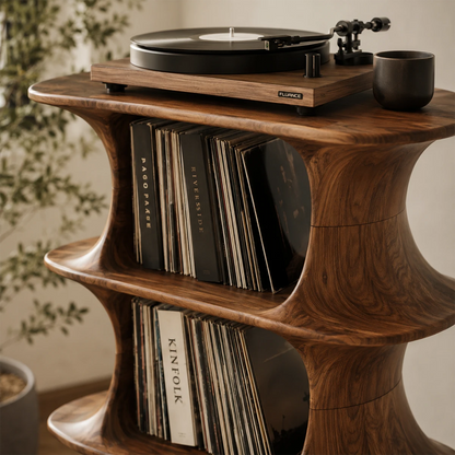 Slender Natural Solid Wood Audio Storage Cabinet for Vinyl Record Collections - ArborisWood - 4