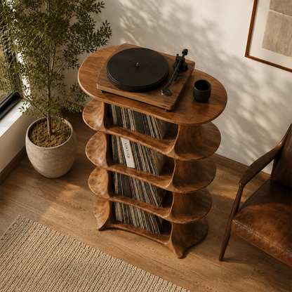Slender Natural Solid Wood Audio Storage Cabinet for Vinyl Record Collections - ArborisWood - 5