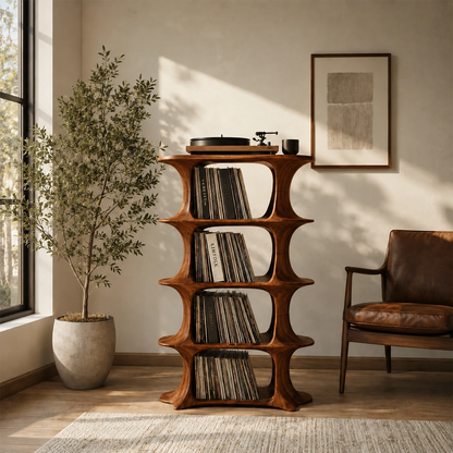 Slender Natural Solid Wood Audio Storage Cabinet for Vinyl Record Collections - ArborisWood - 6