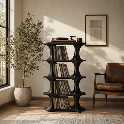 Slender Natural Solid Wood Audio Storage Cabinet for Vinyl Record Collections - ArborisWood - 8